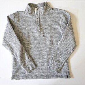 Janie and Jack 7 Heather Grey Textured Henley Snap Pullover Top